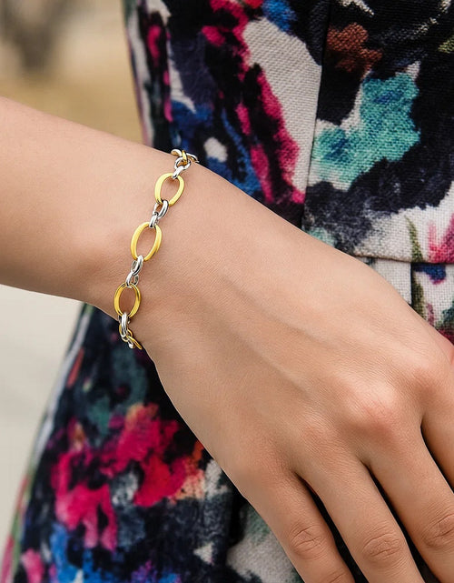 Load image into Gallery viewer, 14K Two Tone Gold Twisted Oval Link Bracelet, 7.75"
