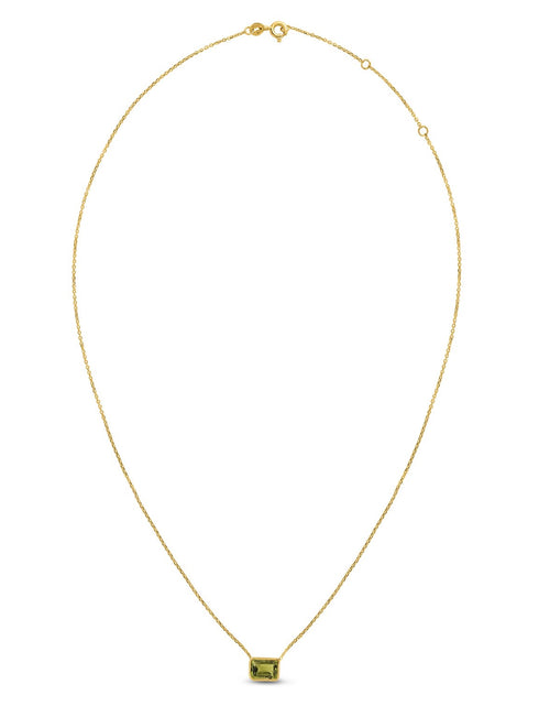 Load image into Gallery viewer, 14K Yellow Gold Emerald-Cut Peridot Necklace 18 Inch
