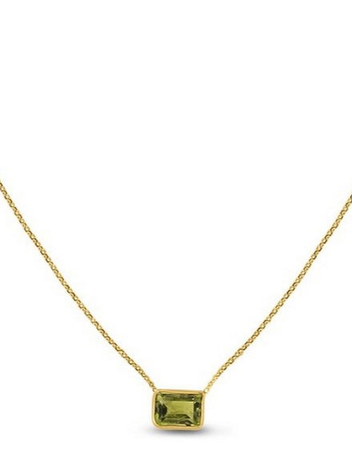 Load image into Gallery viewer, 14K Yellow Gold Emerald-Cut Peridot Necklace 18 Inch
