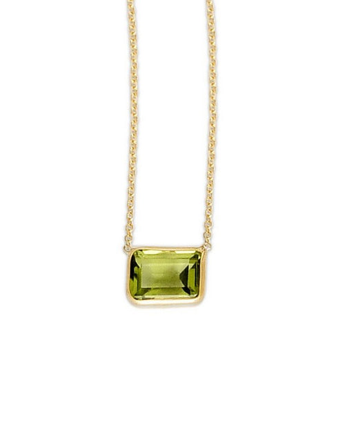 Load image into Gallery viewer, 14K Yellow Gold Emerald-Cut Peridot Necklace 18 Inch
