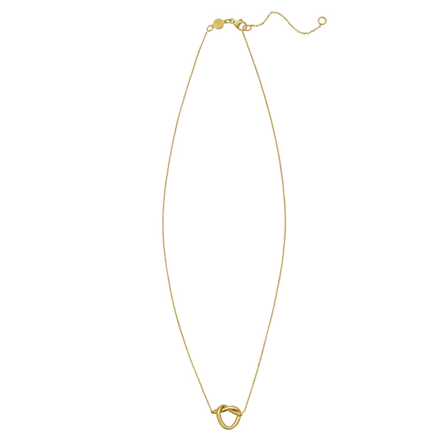 14K Yellow Gold Love Knot Necklace 18 Inch + 2 Inch Extender