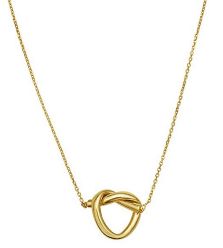 14K Yellow Gold Love Knot Necklace 18 Inch + 2 Inch Extender