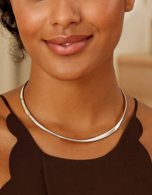 Load image into Gallery viewer, Sterling Silver Rhodium Plated Sculpted Collar Necklace
