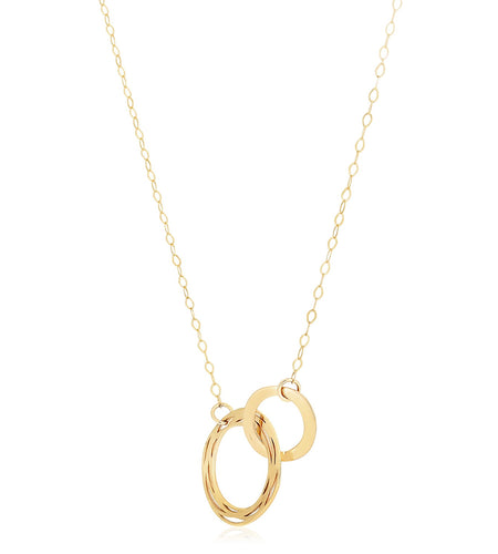 14K Yellow Gold Interlocking Double Circle Necklace