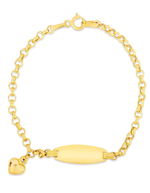 Load image into Gallery viewer, 14k Yellow Gold Children’s Heart Charm ID Bracelet – 6 Inches
