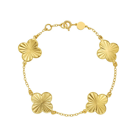 14k Yellow Gold Clover Link Bracelet – 7.25 Inches
