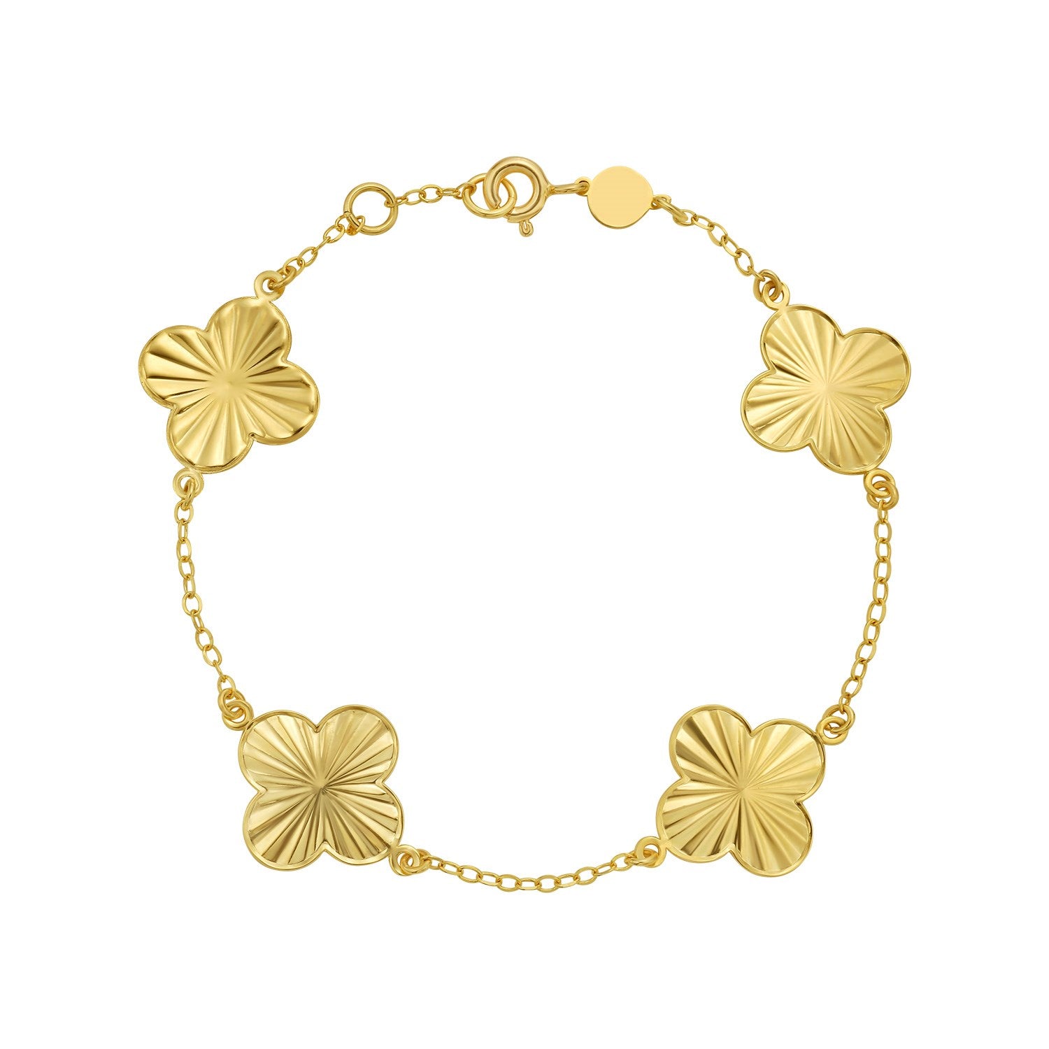 14k Yellow Gold Clover Link Bracelet – 7.25 Inches