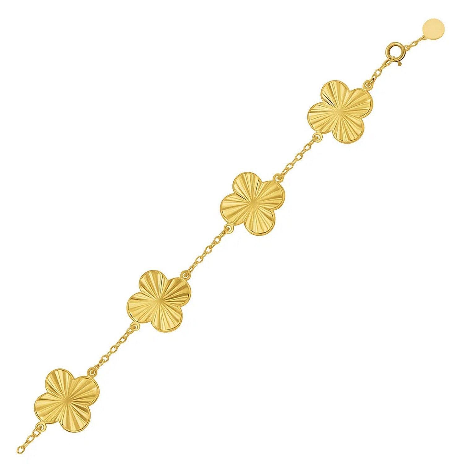 14k Yellow Gold Clover Link Bracelet – 7.25 Inches