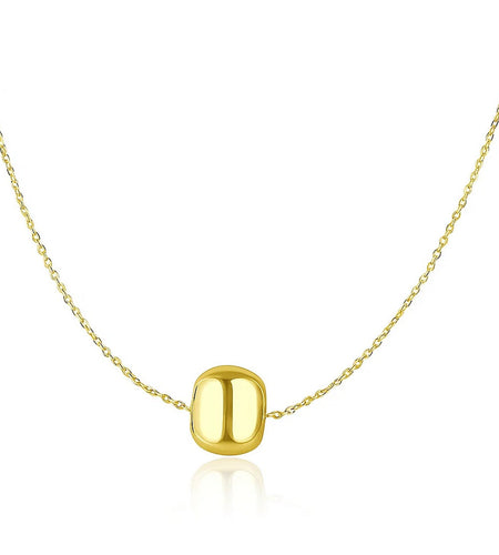 14K Yellow Gold Polished Barrel Bead Necklace
