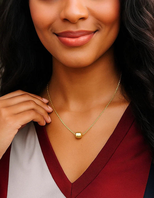 Load image into Gallery viewer, 14K Yellow Gold Polished Barrel Bead Necklace
