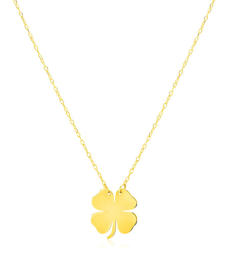 14K Yellow Gold Four Leaf Clover Necklace – 18 Inch