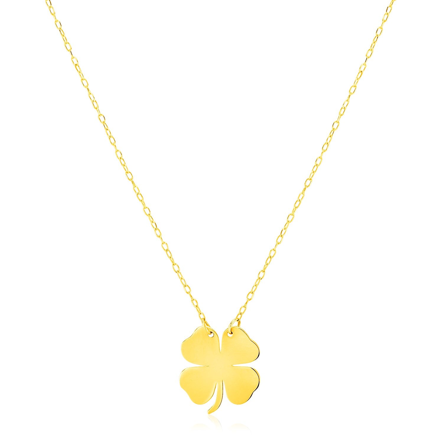 14K Yellow Gold Four Leaf Clover Necklace – 18 Inch