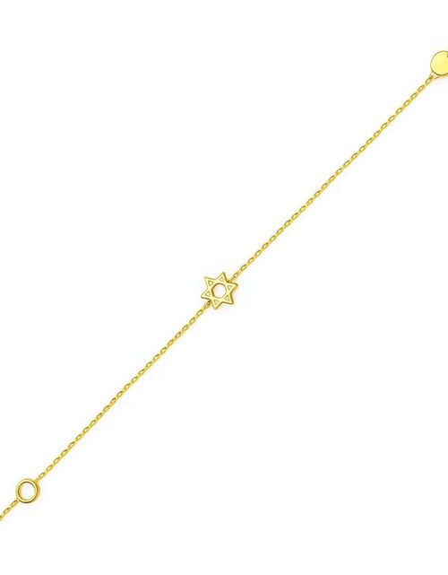 Load image into Gallery viewer, 14k Yellow Gold Star of David Bracelet
