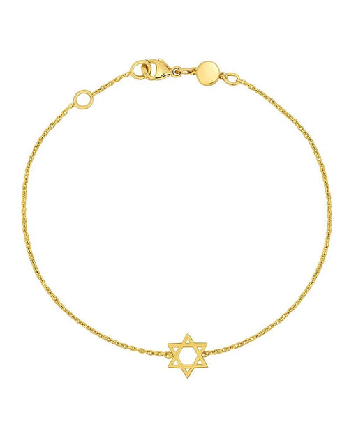 Load image into Gallery viewer, 14k Yellow Gold Star of David Bracelet
