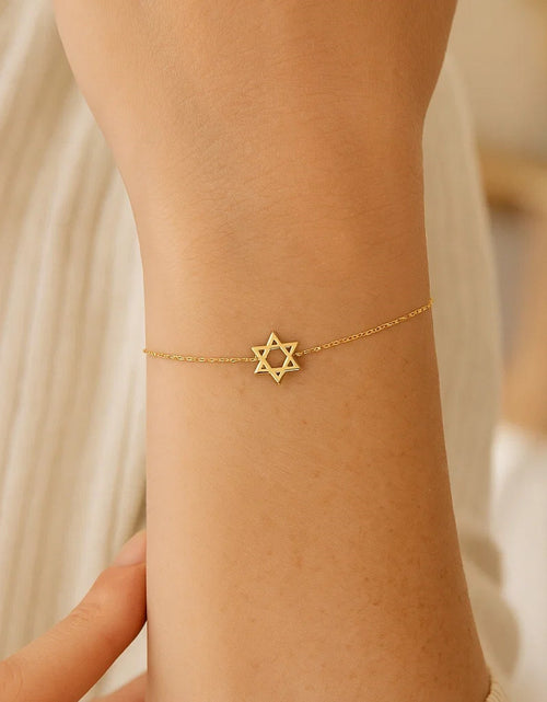 Load image into Gallery viewer, 14k Yellow Gold Star of David Bracelet
