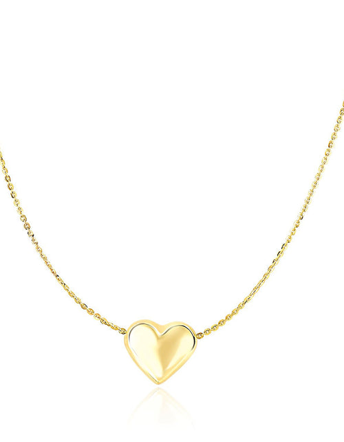 Load image into Gallery viewer, 14k Yellow Gold Chain Necklace with Sliding Puffed Heart Charm
