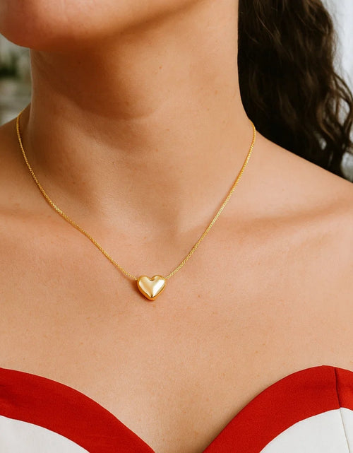 Load image into Gallery viewer, 14k Yellow Gold Chain Necklace with Sliding Puffed Heart Charm
