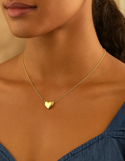 Load image into Gallery viewer, 14k Yellow Gold Chain Necklace with Sliding Puffed Heart Charm
