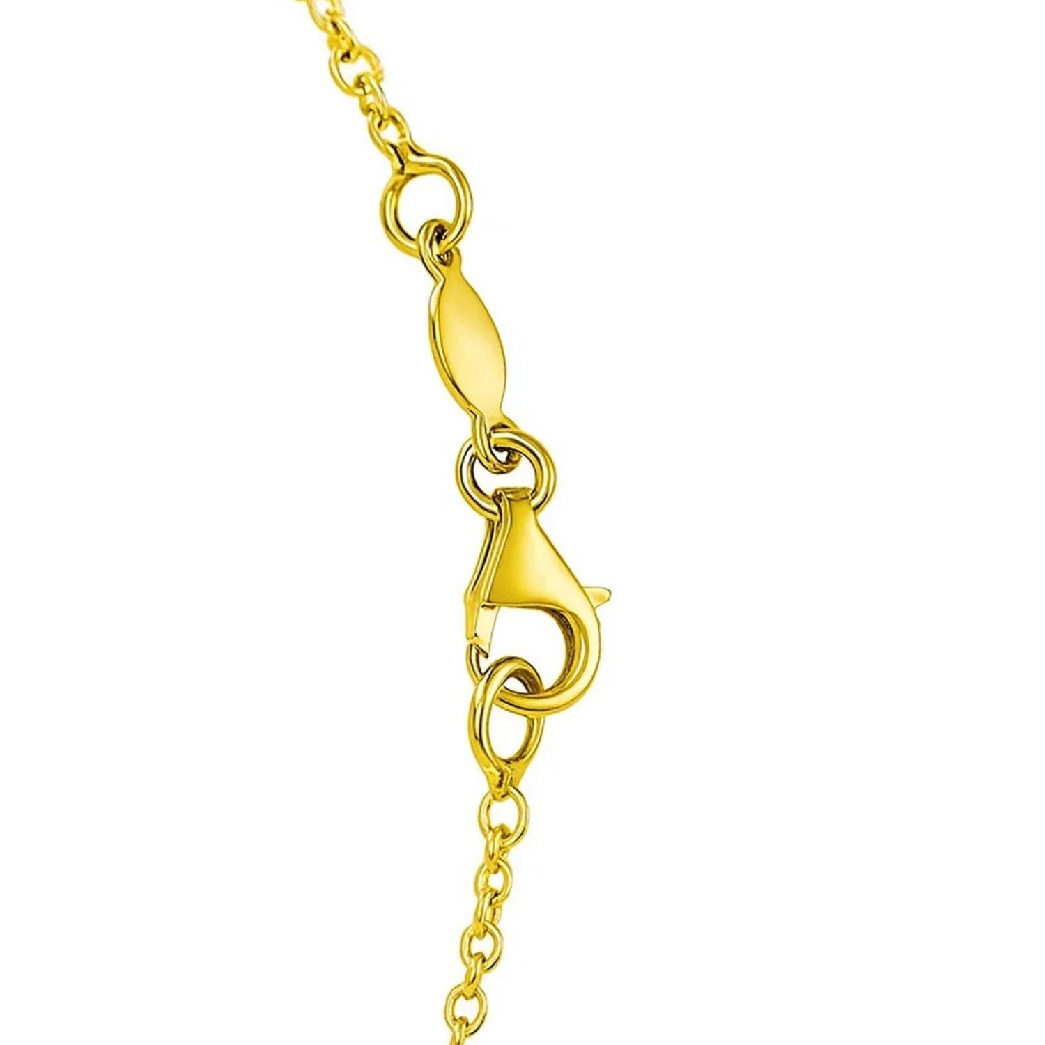 14K Yellow Gold Open Heart Station Necklace 18 in Adjustable Heart Necklace