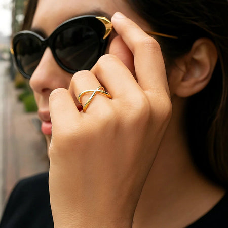14K Yellow Gold Polished X-Crossover Ring