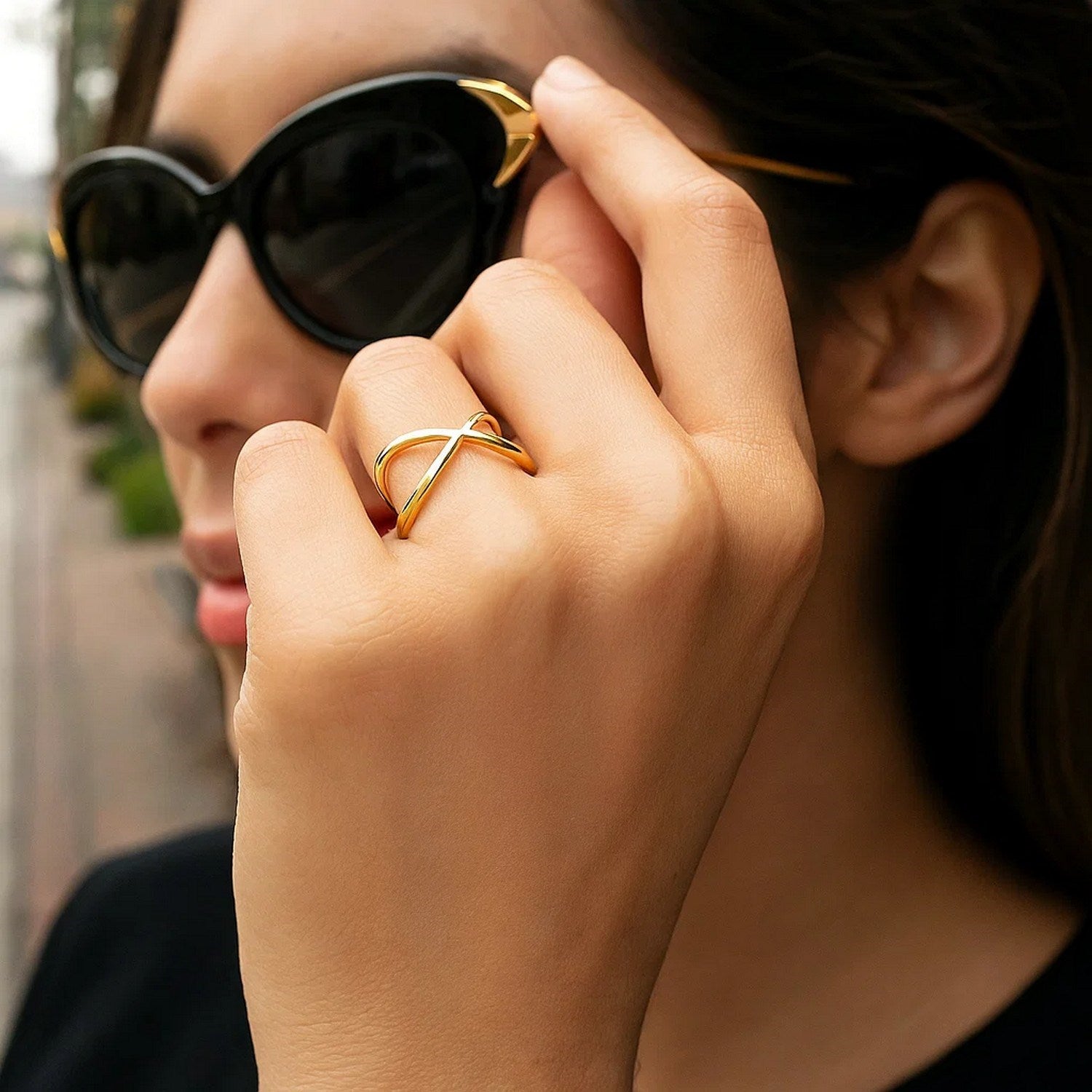 14K Yellow Gold Polished X-Crossover Ring