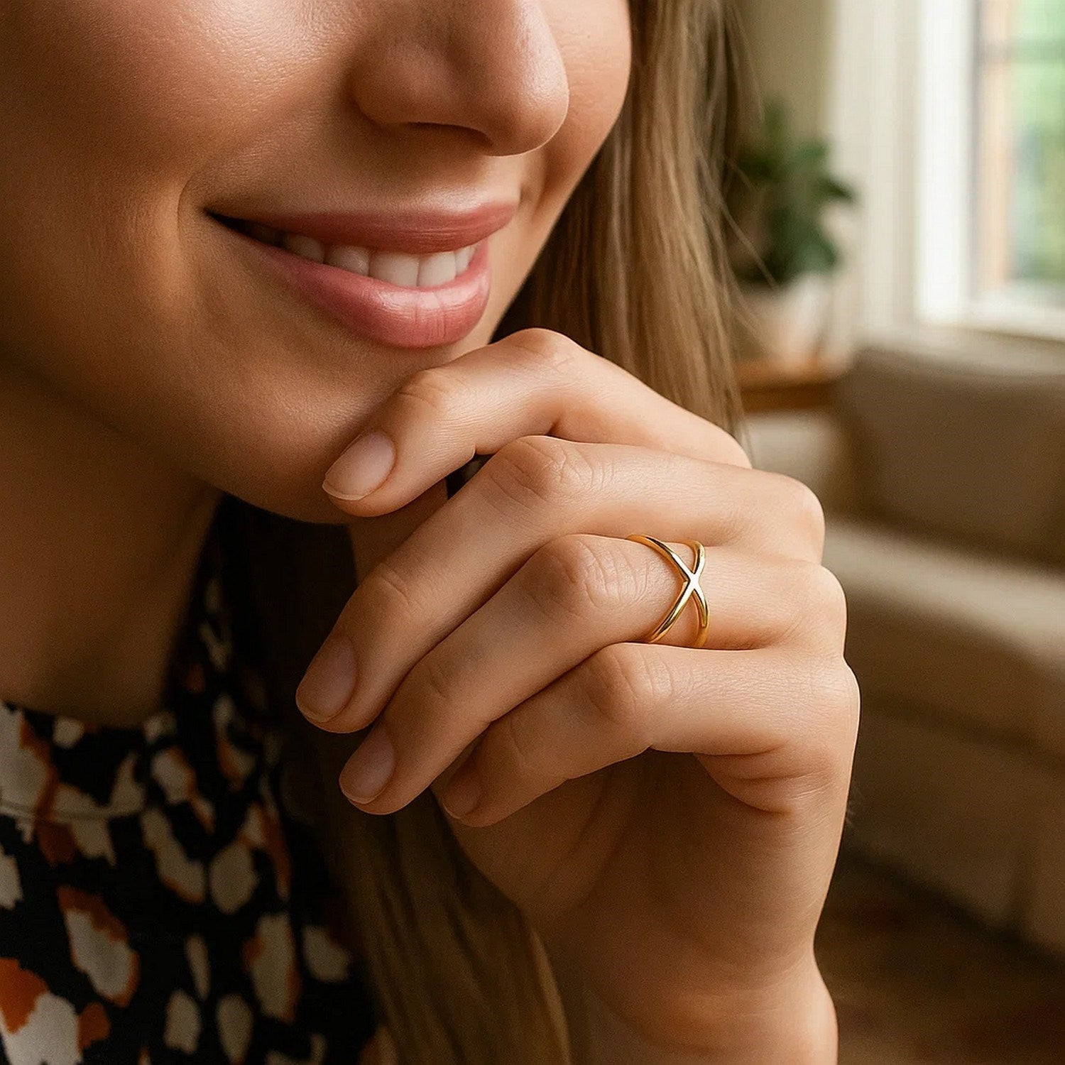 14K Yellow Gold Polished X-Crossover Ring