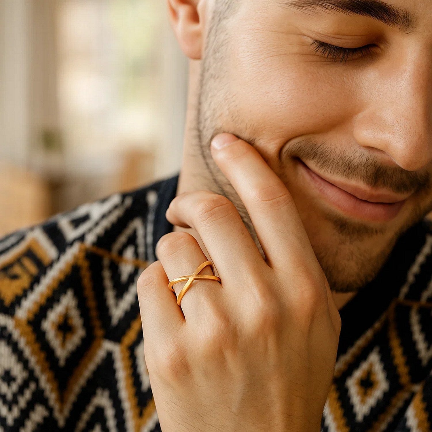 14K Yellow Gold Polished X-Crossover Ring