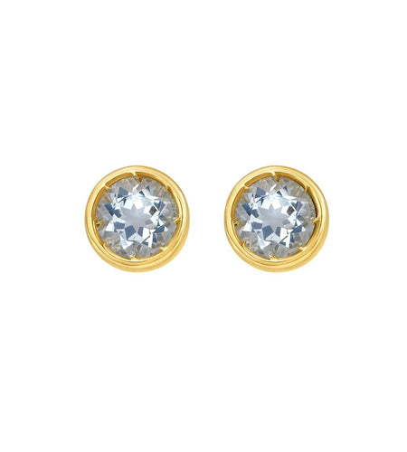 14K Yellow Gold Aquamarine Birthstone Earrings