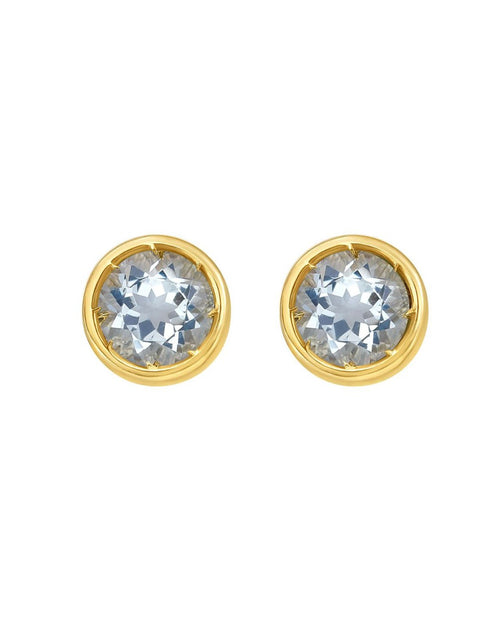 Load image into Gallery viewer, 14K Yellow Gold Aquamarine Birthstone Earrings
