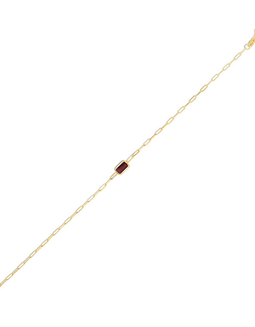 Load image into Gallery viewer, 14k Yellow Gold Garnet Paperclip Bracelet – 7 Inches
