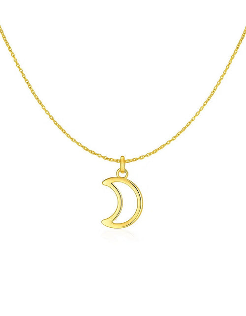 Load image into Gallery viewer, 14K Yellow Gold Crescent Moon Necklace – 18 Inch
