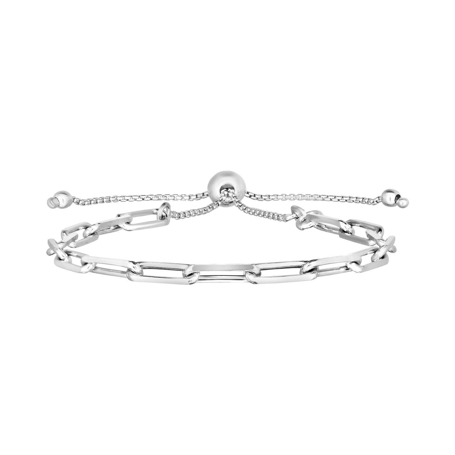 Sterling Silver Adjustable Paperclip Link Bracelet