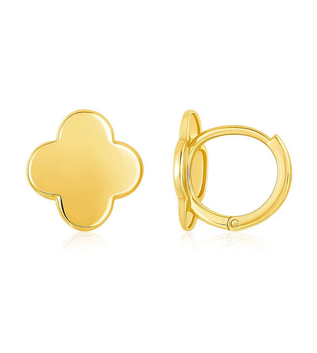 14K Yellow Gold Polished Clover Stud Earrings