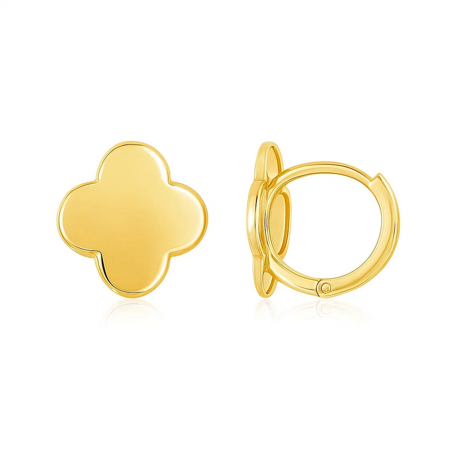 14K Yellow Gold Polished Clover Stud Earrings