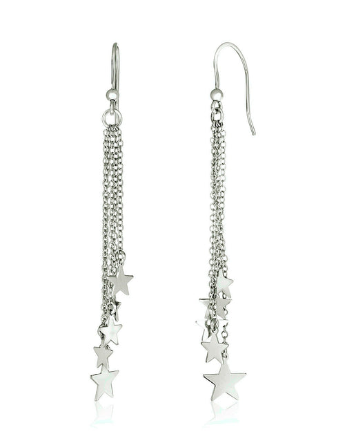 Load image into Gallery viewer, Sterling Silver Star Tassel Earrings
