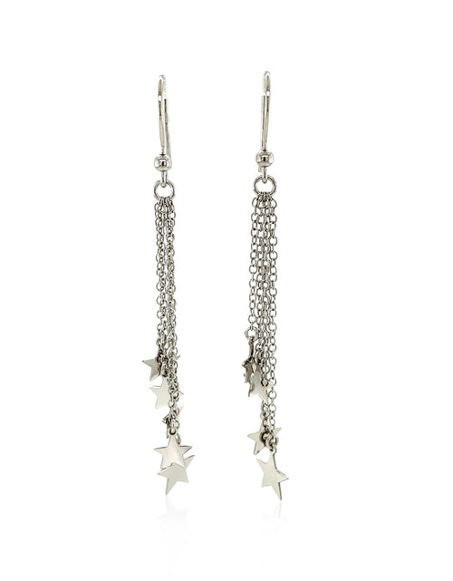 Load image into Gallery viewer, Sterling Silver Star Tassel Earrings
