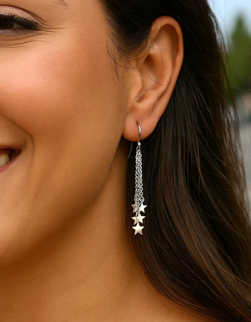 Load image into Gallery viewer, Sterling Silver Star Tassel Earrings
