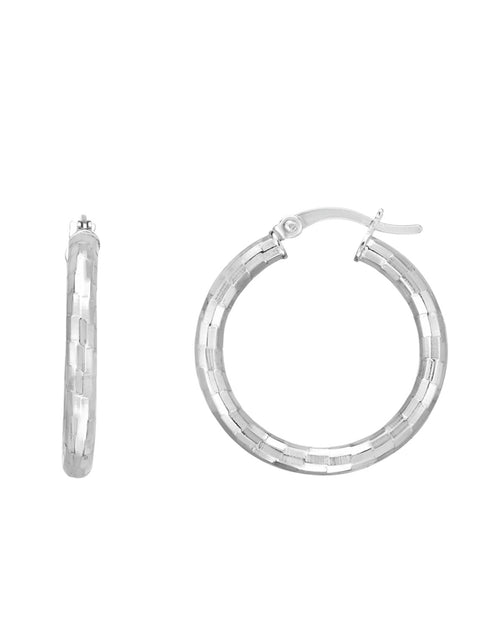 Load image into Gallery viewer, Sterling Silver Hammered Hoop Earrings
