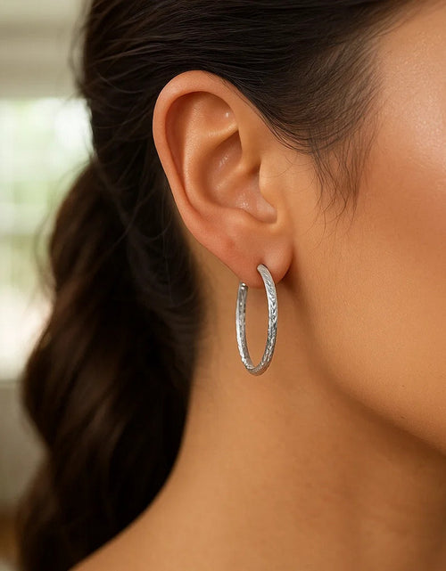 Load image into Gallery viewer, Sterling Silver Hammered Hoop Earrings

