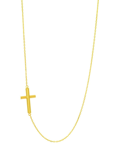 Load image into Gallery viewer, 14K Yellow Gold Polished Cross Necklace 18 in Horizontal Faith Necklace
