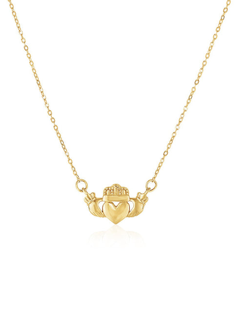 Load image into Gallery viewer, 14K Yellow Gold Claddagh Pendant Necklace
