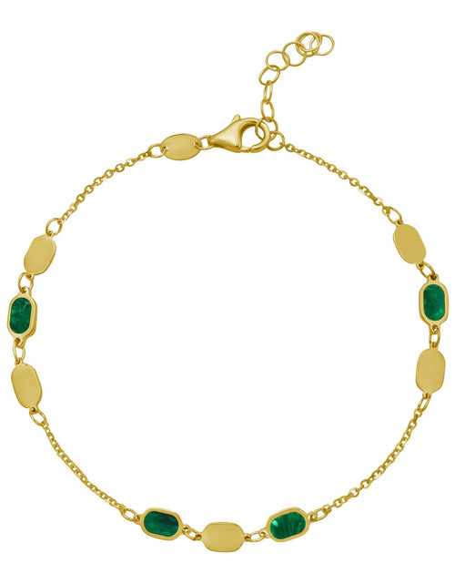 Load image into Gallery viewer, 14K Yellow Gold Hexagon Malachite Inlay Links Bracelet
