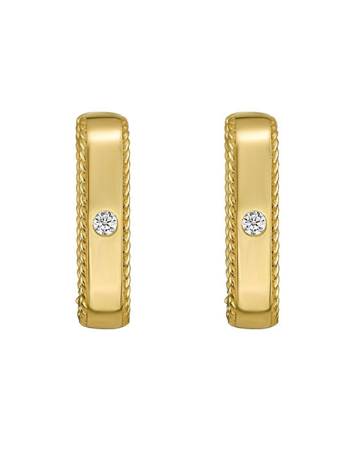 Load image into Gallery viewer, 14K Yellow Gold Diamond Square Huggie Earrings
