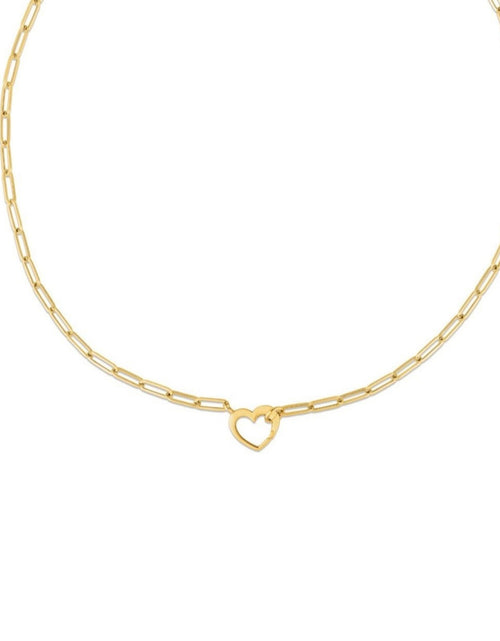 Load image into Gallery viewer, 14K Yellow Gold Heart Paperclip Necklace
