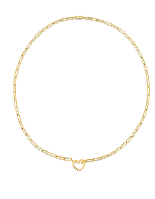 Load image into Gallery viewer, 14K Yellow Gold Heart Paperclip Necklace
