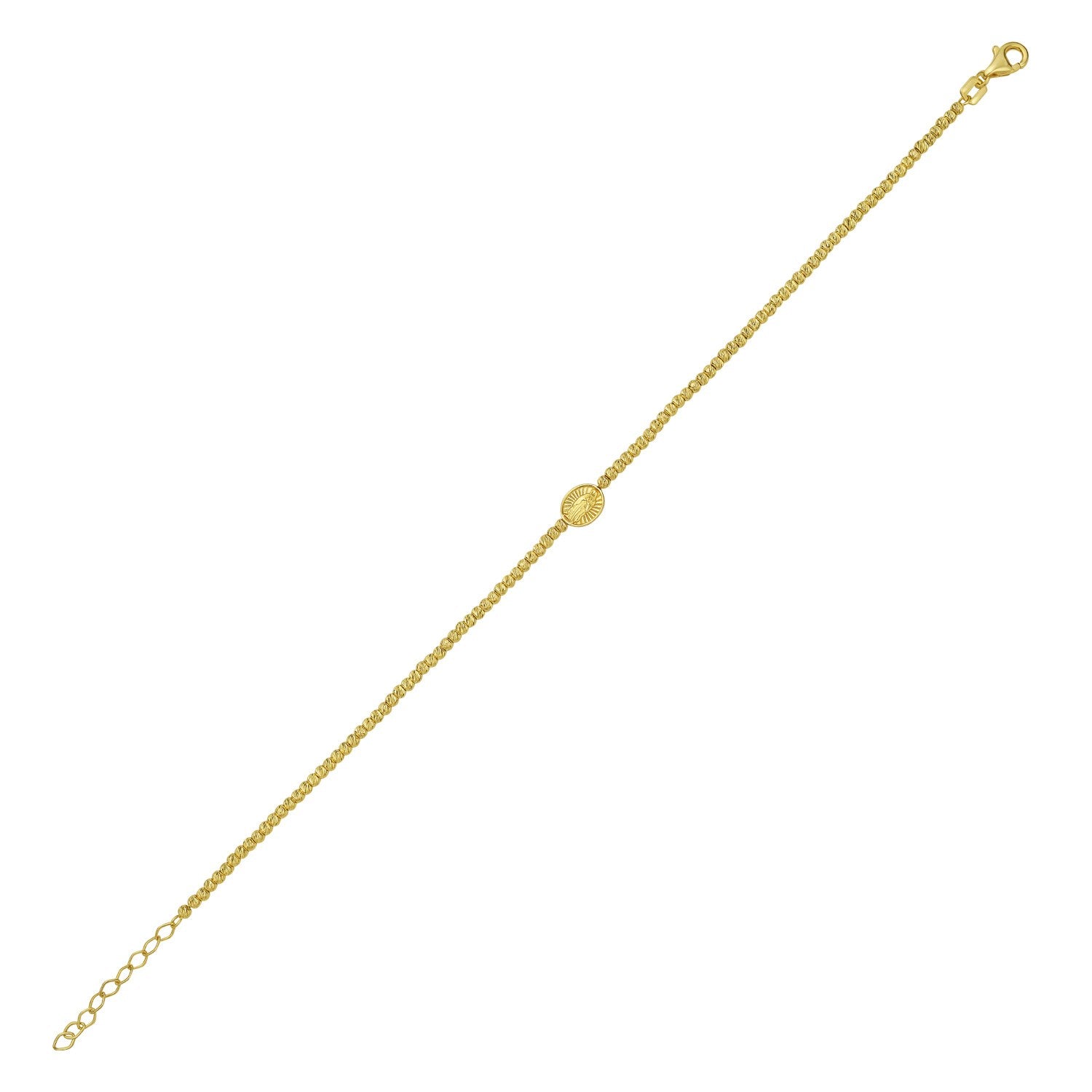14k Yellow Gold Virgin Mary Medal Bracelet – 8 Inches