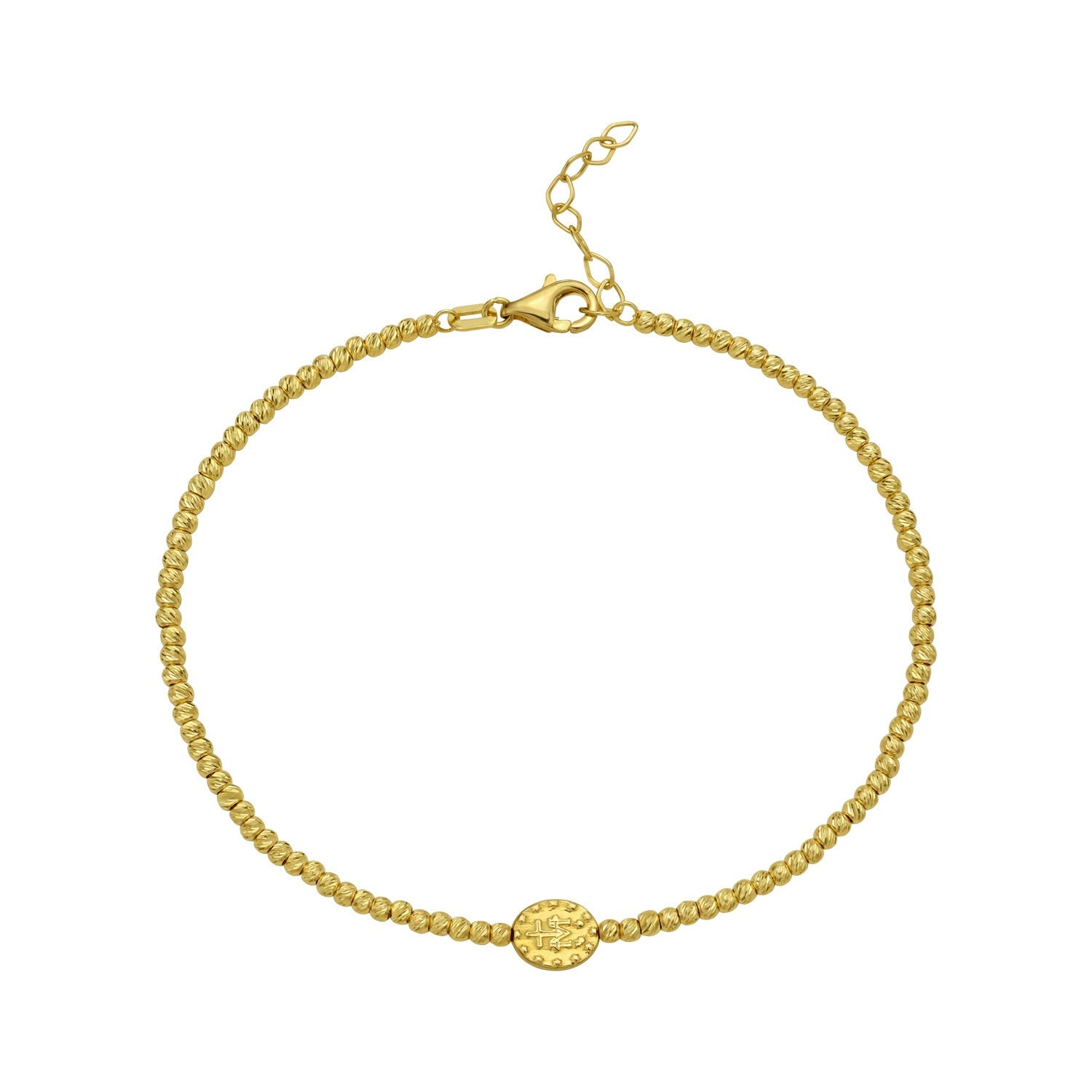 14k Yellow Gold Virgin Mary Medal Bracelet – 8 Inches