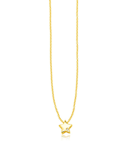 Load image into Gallery viewer, 14K Yellow Gold Diamond Star Pendant Necklace 18 Inch
