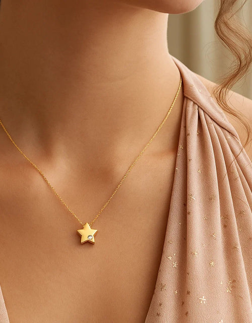 Load image into Gallery viewer, 14K Yellow Gold Diamond Star Pendant Necklace 18 Inch
