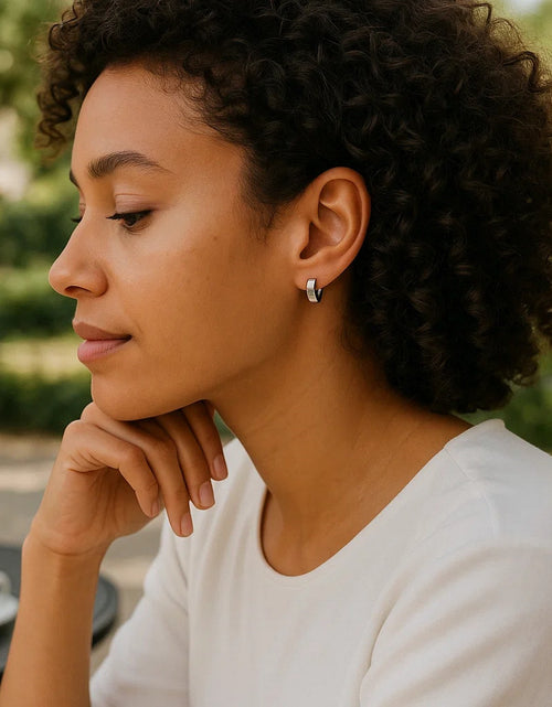 Load image into Gallery viewer, 10k White Gold Snuggable Hoop Earrings
